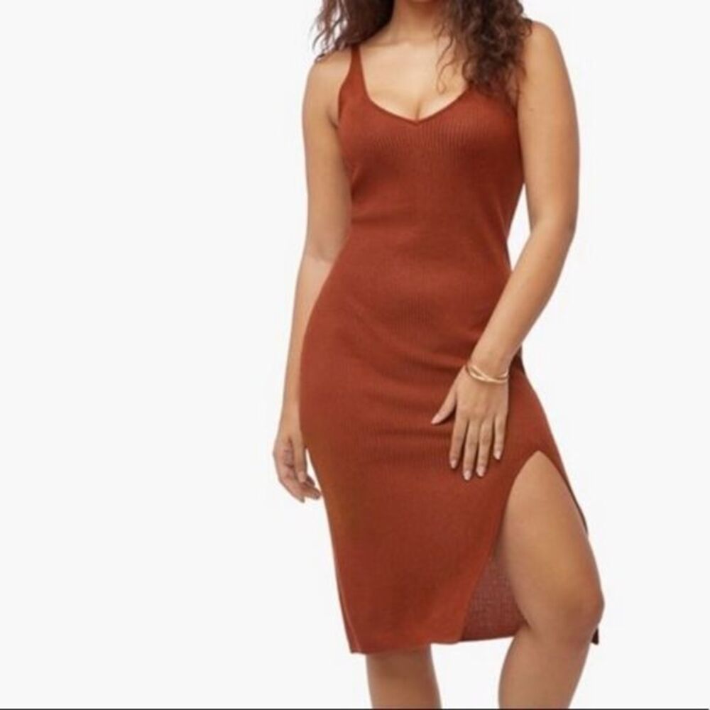 Just Fab Womens Rising Sun Ribbed Midi Knit Dress Size 1X Sleeveless Travel Boho